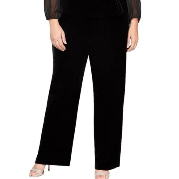 Villager Sport Liz Clairborne Black Velvet Straight Leg Pantsw - Picture 1 of 9